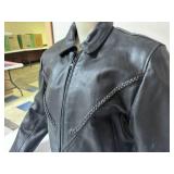 All-State Leather Black Leather Motorcycle Jacket- Size Large