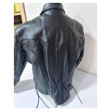 All-State Leather Black Leather Motorcycle Jacket- Size Large