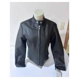 All-State Leather Black Leather Motorcycle Jacket - Size Small