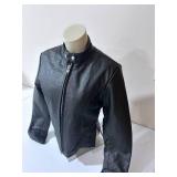 All-State Leather Black Leather Motorcycle Jacket - Size Small