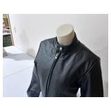 All-State Leather Black Leather Motorcycle Jacket - Size Small