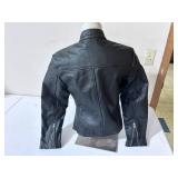All-State Leather Black Leather Motorcycle Jacket - Size Small