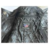 All-State Leather Black Leather Motorcycle Jacket - Size Small