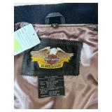Harley Davidson Black Leather Motorcycle Jacket - Size Extra Small