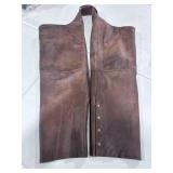 All - State Leather Brown Belt Less Chaps - Size Small