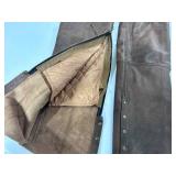 All - State Leather Brown Belt Less Chaps - Size Small