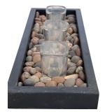 Beautiful Decor including Vase Bud, Candle Holder and Rectangular Tray with Stones and Tea Light Holders