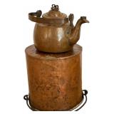 Vintage Copper Pail / Bucket and Tea Kettle