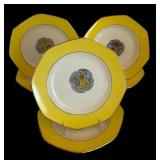 Six Vintage Noritake Plates in Beautiful Yellow, White and Blue and Yellow Flowers