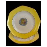 Six Vintage Noritake Plates in Beautiful Yellow, White and Blue and Yellow Flowers