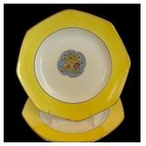 Six Vintage Noritake Plates in Beautiful Yellow, White and Blue and Yellow Flowers