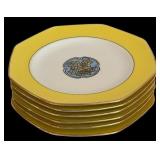 Six Vintage Noritake Plates in Beautiful Yellow, White and Blue and Yellow Flowers