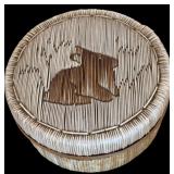 Vintage 1940 Hand Crafted Native American Quill Box by Mary Le Sage Red-Way