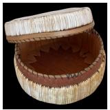 Vintage 1940 Hand Crafted Native American Quill Box by Mary Le Sage Red-Way