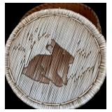 Vintage 1940 Hand Crafted Native American Quill Box by Mary Le Sage Red-Way