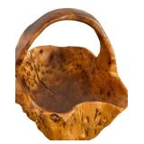 Vintage Hand Carved Wood Burled Basket / Bowl