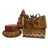 Collectable Native American Decorative Items including a Hand Woven Basket