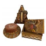 Collectable Native American Decorative Items including a Hand Woven Basket