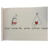 Vintage Decor including Little Elk Hunts Buffalo by Jessie Brewer McGraw and Two Buffalo Sculptures