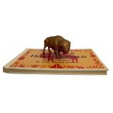 Vintage Decor including Little Elk Hunts Buffalo by Jessie Brewer McGraw and Two Buffalo Sculptures