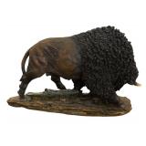 Vintage Decor including Little Elk Hunts Buffalo by Jessie Brewer McGraw and Two Buffalo Sculptures