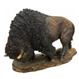 Vintage Decor including Little Elk Hunts Buffalo by Jessie Brewer McGraw and Two Buffalo Sculptures