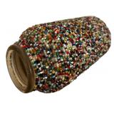 Vintage Hand Beaded Vase and Mosaic Multiple Colored Frame includes Indian Triable Spearheads