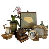 Beautiful Lot of Home Decor including Brass Bunny, Candle Holder, Frame and More