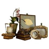 Beautiful Lot of Home Decor including Brass Bunny, Candle Holder, Frame and More