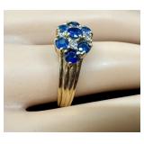 Gorgeous Vintage 14K Gold, Sapphire and Diamond Ring