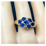 Gorgeous Vintage 14K Gold, Sapphire and Diamond Ring