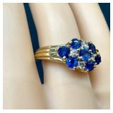 Gorgeous Vintage 14K Gold, Sapphire and Diamond Ring