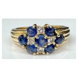 Gorgeous Vintage 14K Gold, Sapphire and Diamond Ring