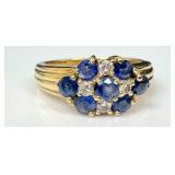 Gorgeous Vintage 14K Gold, Sapphire and Diamond Ring