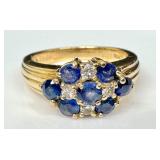Gorgeous Vintage 14K Gold, Sapphire and Diamond Ring