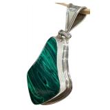 Vintage Sterling Silver and Malachite Pendant
