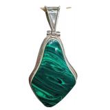 Vintage Sterling Silver and Malachite Pendant