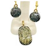 Beautiful Glass Earrings and Pendant Set