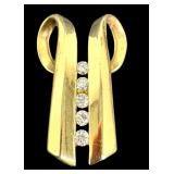Beautiful 14k Gold and Channel Set Diamond Pendant
