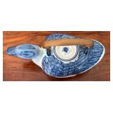 Vintage Hand Painted Blue and White Chinese Duck Shaped Teapot