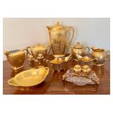 Vintage Gold Tone Colored Tea Service Items and More