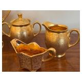 Vintage Gold Tone Colored Tea Service Items and More