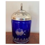 Vintage Cobalt Blue Glass Biscuit Jar