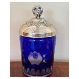 Vintage Cobalt Blue Glass Biscuit Jar