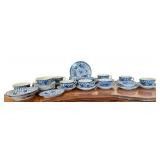 Assorted Blue and White Vintage Japanese Dishes