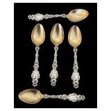 Five Vintage Sterling Silver Demitasse Spoons