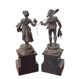 Pair of Antique Spelter Metal Sculptures