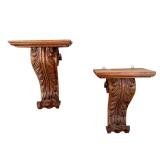Pair of Italian Antique Carved Wall Brackets / Shelves