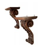 Pair of Italian Antique Carved Wall Brackets / Shelves