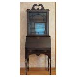 Petite Mahogany Glass Secretary Hutch
